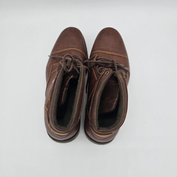 Mens Brown Lace-Up Ankle Boots Size 10.5 Leather Casual Durable Shoes - Picture 4 of 9